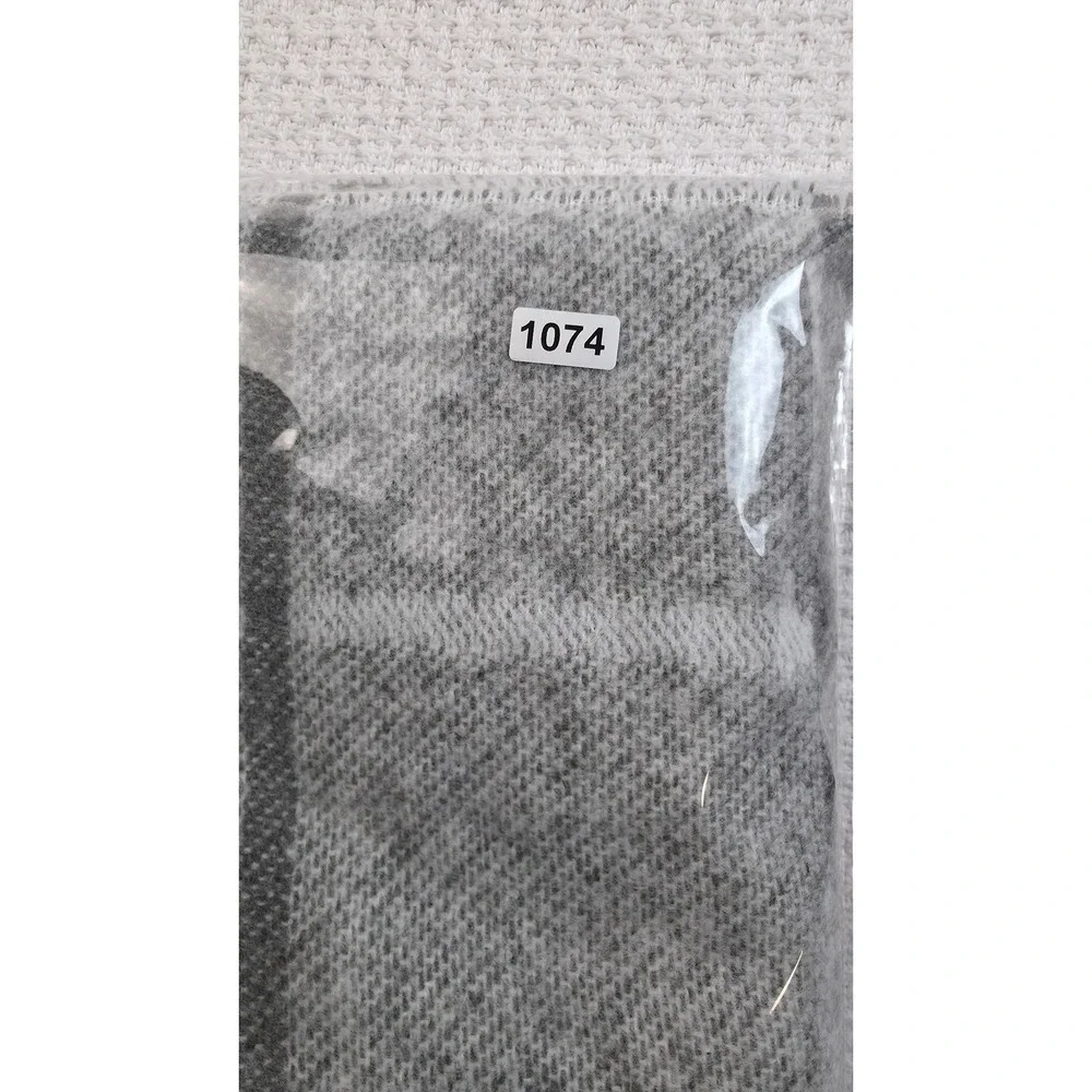 LOFT Plaid Scarf Womens OS Grey Grid Eyelash Fringe New